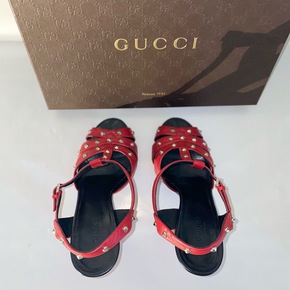 GUCCI Melville leather T-Strap Heel Sandals in box - Picture 13 of 14